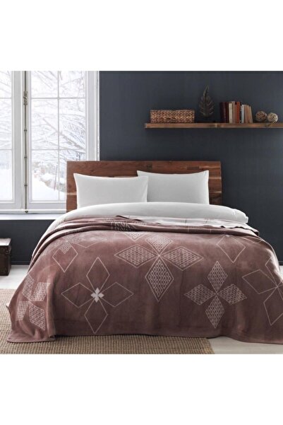 Taç Brenna Pamuk Çift Kişilik Battaniye Kahve