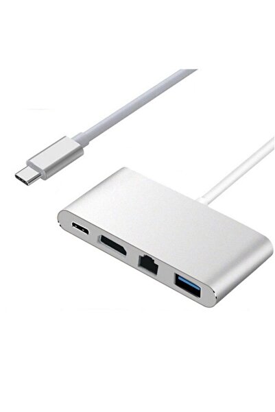 Alfais 4771 Usb 3.1 Type C To Hdmı Usb 3.0 Gigabit Ethernet Çevirici Dönüştürücü Adaptör