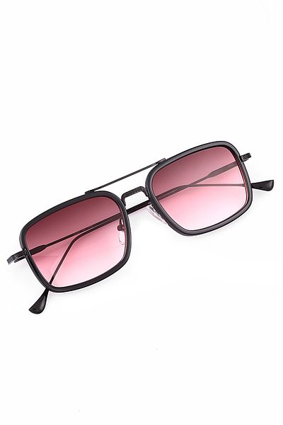 Angel Eyes Red Gradient Glass Black Metal Frame Unisex Sunglasses