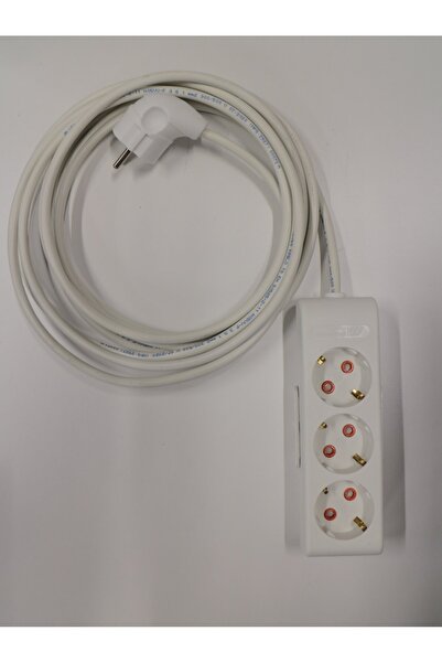 3K ÖZGÜR ELEKTRİK 3'lü Beyaz Topraklı Ç.k Grup Priz-2 Mt. Ara Kablo