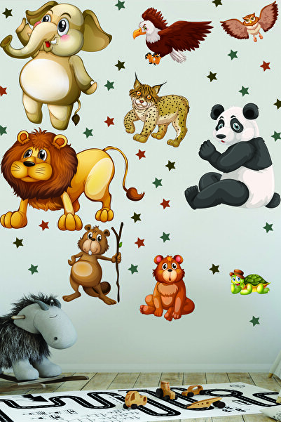Echo Home Sevimli Hayvanlar Sticker Ve Yıldızlar Duvar Sticker Seti  STCK40