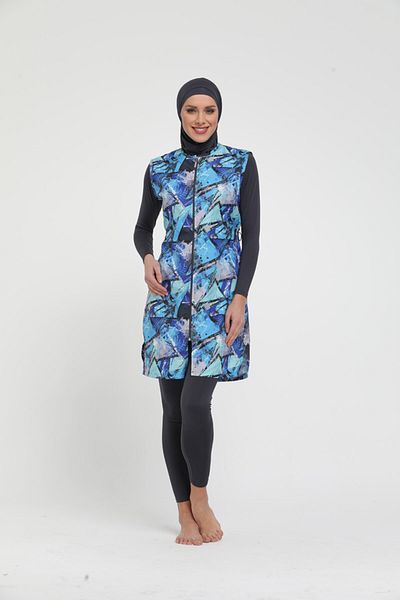 Chelly Γυναικείο μαγιό Anthracite Full Covered Hijab με φερμουάρ