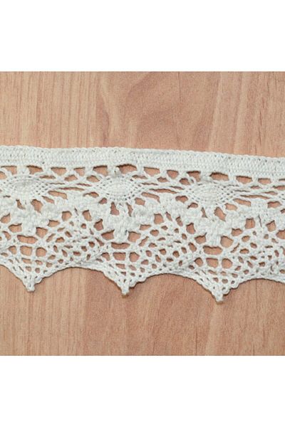 tuhafiyecimiz Βαμβακερή δαντέλα 10 μέτρων Cream Edge 50mm (7170)