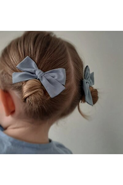 NEW BOWS BANDS Kız Çocuk Ve Bebek Indigo Fiyonk Toka 2'li Set