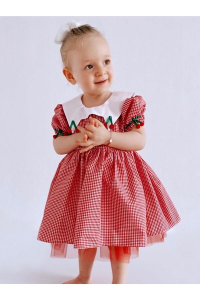 Le Petite Sole Children's Red Cherry Short Sleeve Dress