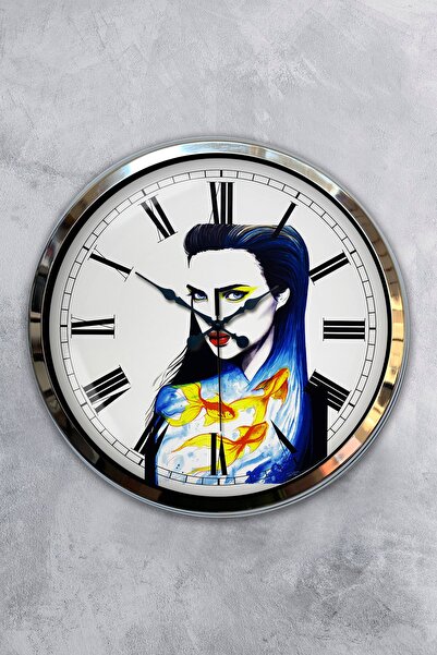 Kasva Concept هدية ساعة حائط على شكل معدن كروم مقاس 40 سم