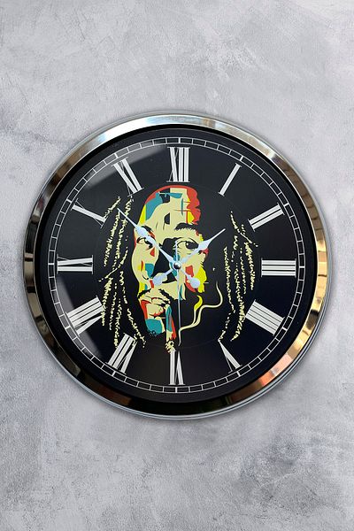 Kasva Concept Cadou Decorativ 40 Cm Crom Metal Bob Marley Ceas de Perete