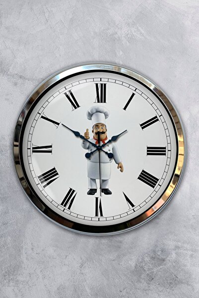 Platin Saat ساعة حائط مطبخ حائط معدنية من الكروم 40 سم كروم مطبخ حائط