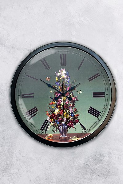 Kasva Concept 40 cm Black Metal Vase Flower Wall Clock
