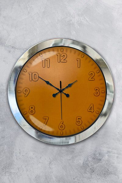 Kasva Concept Gift 36 cm Chrome Metal Orange Wall Clock