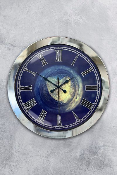 Kasva Concept 36 cm Chrome Metal Stone Heart Wall Clock