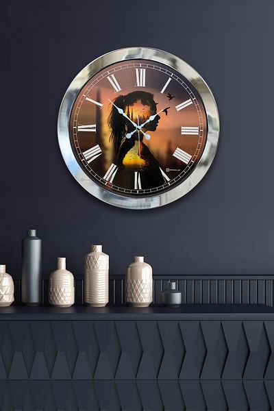 Kasva Concept Gift 36 cm Chrome Metal Naturalism Wall Clock
