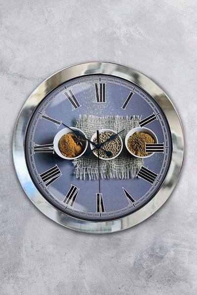 Kasva Concept Gift 36 cm Chrome Metal Kitchen Wall Clock