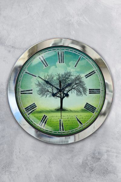 Platin Saat هدية ساعة حائط سينار معدنية من الكروم مقاس 36 سم