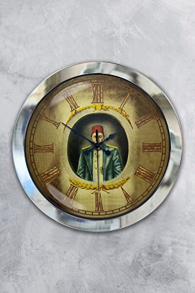 Platin Saat ساعة حائط عبد الحميد خان معدن كروم مقاس 36 سم