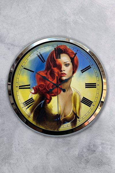Kasva Concept Gift 40 cm Chrome Metal Rihanna Wall Clock