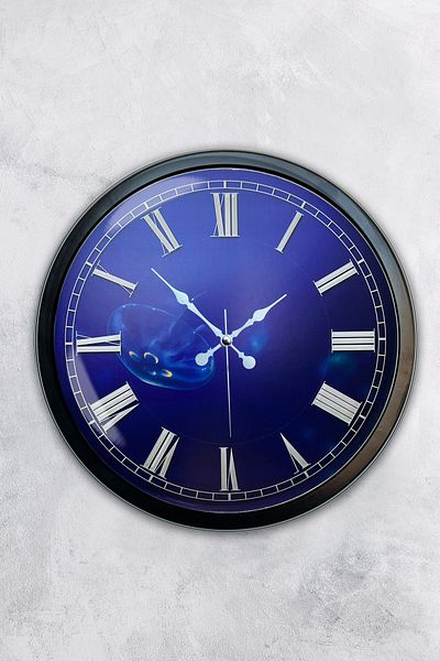 Kasva Concept Ceas de perete infinit albastru din metal negru de 40 cm