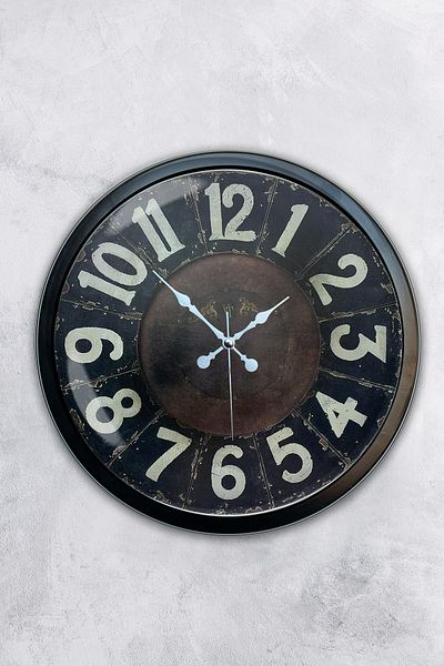 Kasva Concept Cadou 40 Cm Ceas de Perete Retro Metal Negru