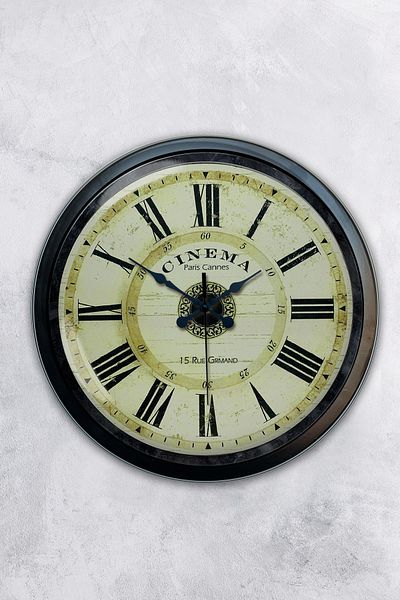 Kasva Concept Gift 40 cm Black Metal Cinema Wall Clock