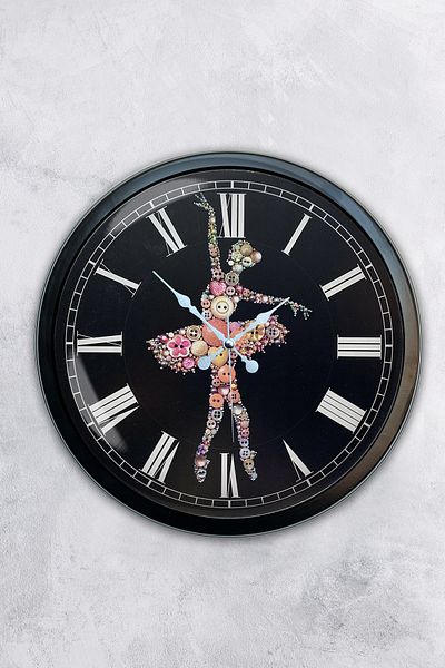 Kasva Concept Gift 40 cm Black Metal Ballerina Wall Clock