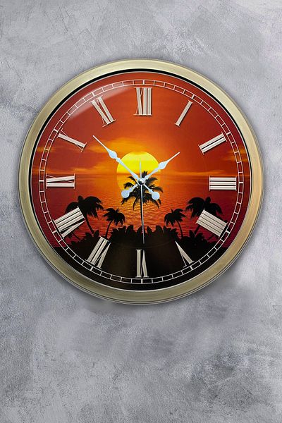 Kasva Concept Ρολόι τοίχου 40 εκ. Αντίκα Μεταλλικό Ηλιοβασίλεμα