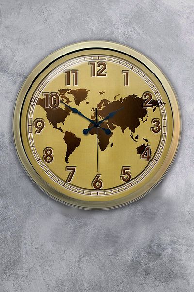 Kasva Concept Gift 36 cm Antique Metal Map Wall Clock