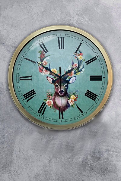 Dream Gift ساعة حائط غزال معدنية عتيقة مقاس 40 سم