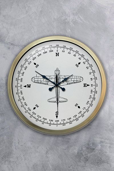 Kasva Concept Cadou 40 Cm Ceas de Perete Busola Metal Antic