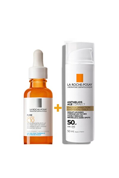 La Roche Posay Uv Kaynaklı Lekeli Ciltler Için Bakım Seti | C Pure Serum - Ag...