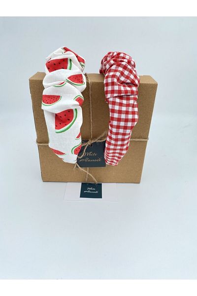 White Alamode Set de coroane cu pepene verde și model pătrat