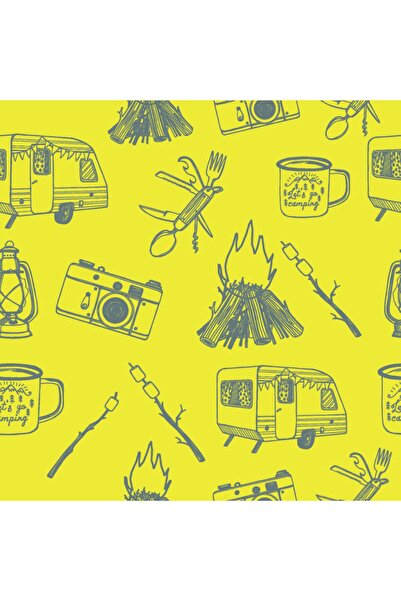 Bofigo 3 Adet Kamp Sandalyesi Katlanır Sandalye Bahçe Koltuğu Piknik Plaj Sandalyesi Desenli Sarı