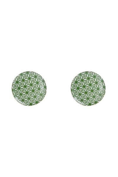 Porland Morocco Pattern Green Flat Plate 28cm Set of 2