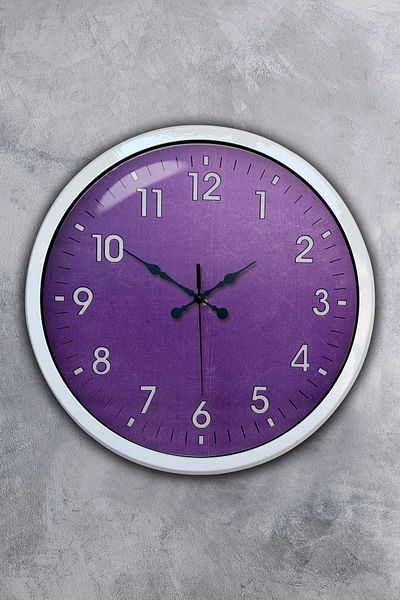 Kasva Concept Gift 40 cm White Metal Purple Wall Clock