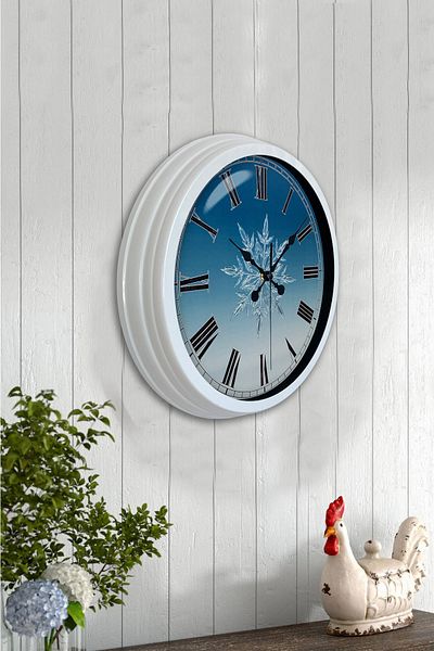 Kasva Concept 40 cm White Metal Snowflake Wall Clock