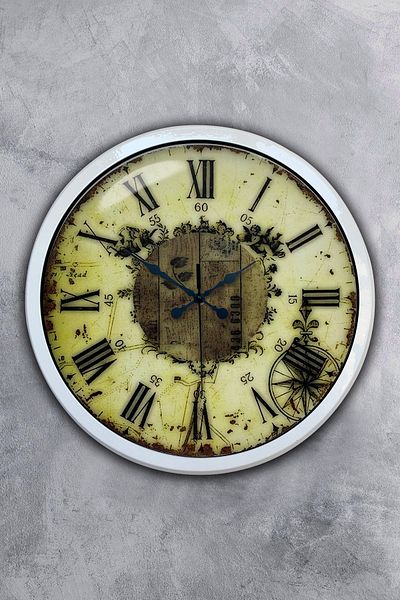 Kasva Concept Gift 40 cm White Metal Antique Wall Clock