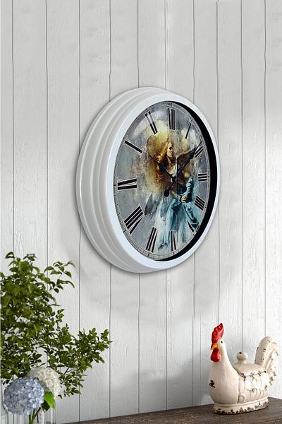 Kasva Concept Gift 40 Cm White Metal Dance Wall Clock