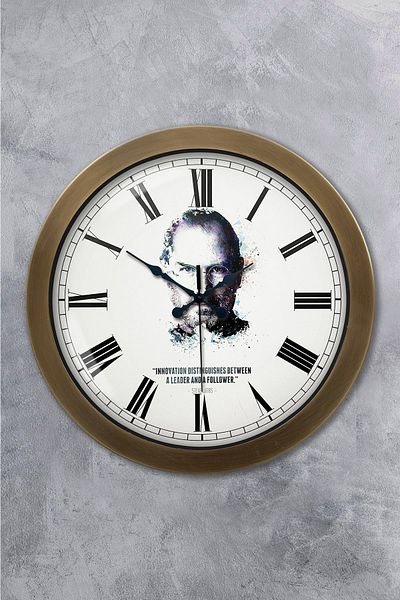 Kasva Concept Cadou 36 cm Ceas de perete din metal anticat Steve Jobs