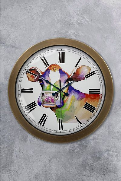 Kasva Concept Gift 36 cm Antique Metal Cow Wall Clock