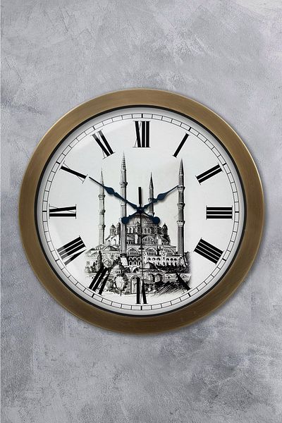 Kasva Concept Gift 36 cm Antique Metal Mosque Themed Wall Clock