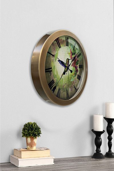 Kasva Concept Gift 36 cm Antique Metal Bird Wall Clock
