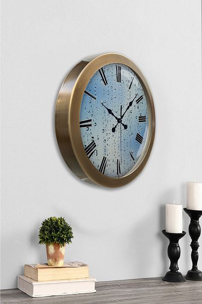 Kasva Concept Cadou 36 Cm Ceas de Perete Metal Antic Picătură de Ploaie