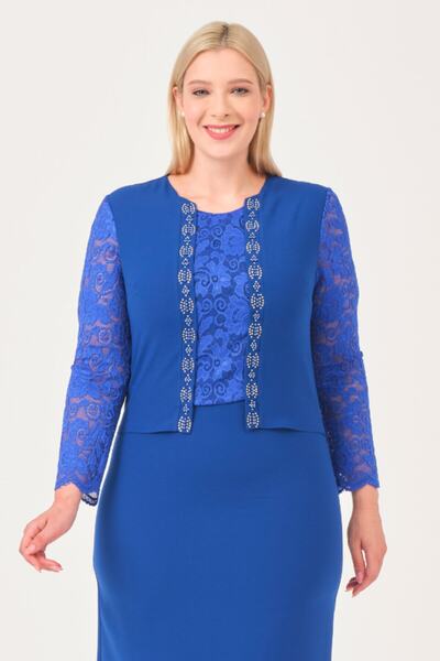 Oktay Kolu Simli Dantel Ithal Krep Astarlı Abiye Elbise