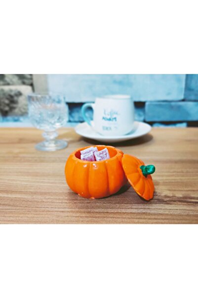 EL YAPIMI Orange Coffee Side Presentation Pumpkin Turkish Delight Bowl with L...