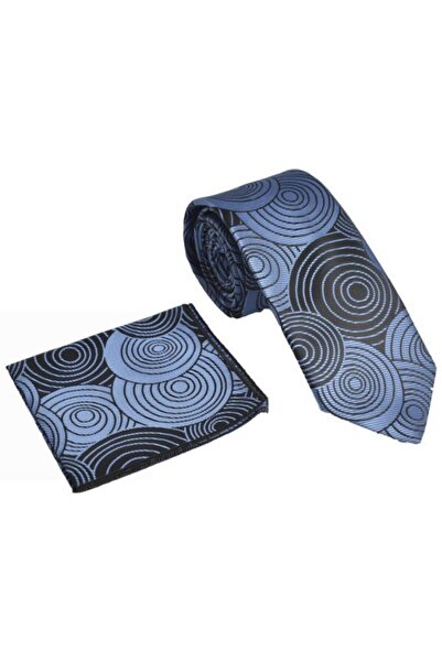 Brianze Light Blue Geometric Pattern Handkerchief Tie