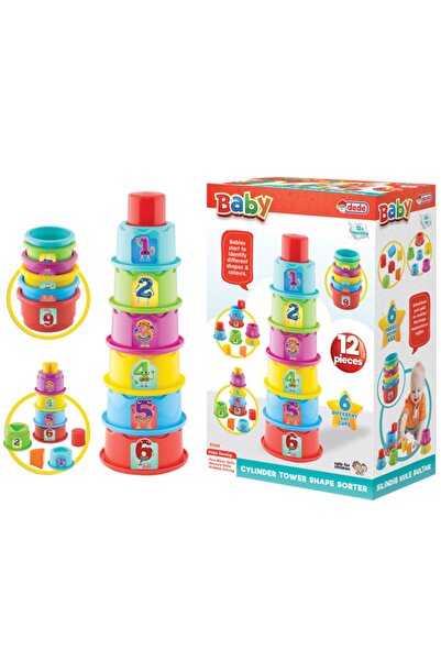 Dede Oyuncak برج الاسطوانة بولتاك لعبة الأطفال الملونة التعليمية التعليمية