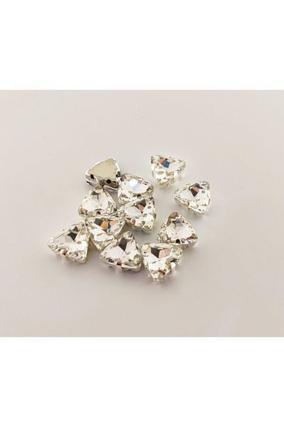 yiğit aksesuar 10 Mm (1cm) Cased Triangle Glass Stone 50 Pieces
