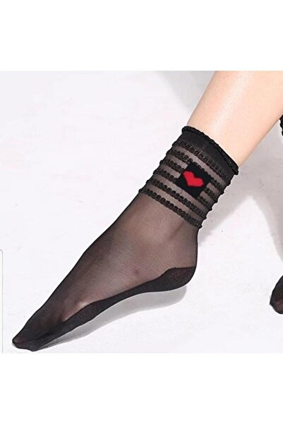 çorapmanya 3 Çift Kadın Desenli Siyah Tül Çorap