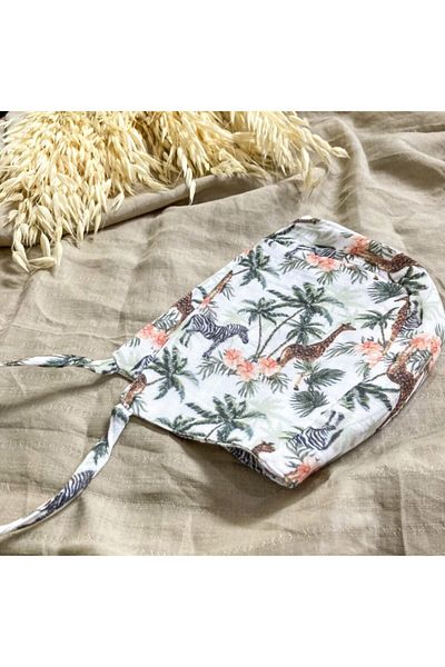 Li Puna Giraffe Patterned Muslin Baby Bonnet Lpbn04
