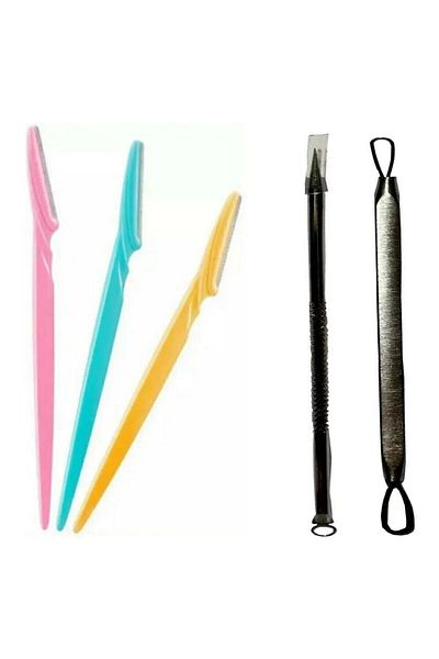 TİNEKE 3 Pack Eyebrow Razor and 2 Pack Acne Cleanser Comedone
