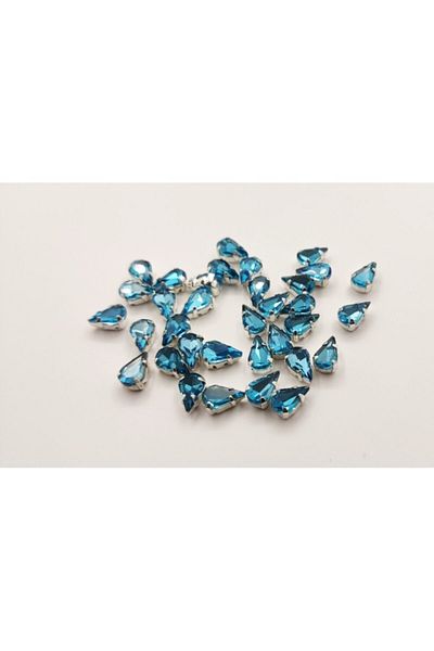yiğit aksesuar Damla Glass Stone Blue 50 Pieces
